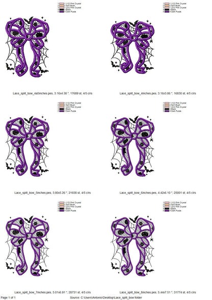 Halloween Spooky Lace Bow split side seam cutout Bow Applique and lace effect machine embroidery designs  girls t-shirt sweatshirt design - image 6