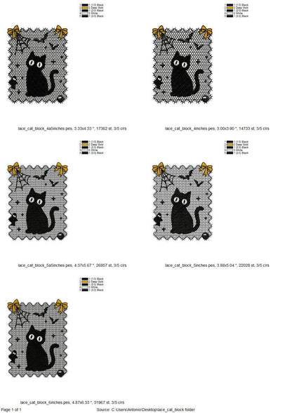Halloween Kitty Cat Lace effect Black Kitten Spider Web Bats Ghost machine embroidery designs sizes 4 up to 6 inch girls scary spooky design - image 7