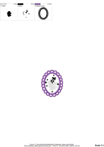 Halloween Little Ghost Baby Girl in Frame machine embroidery designs mini sizes 2 up to 4 inch kids girls scary spooky Cute Ghost design - image 4