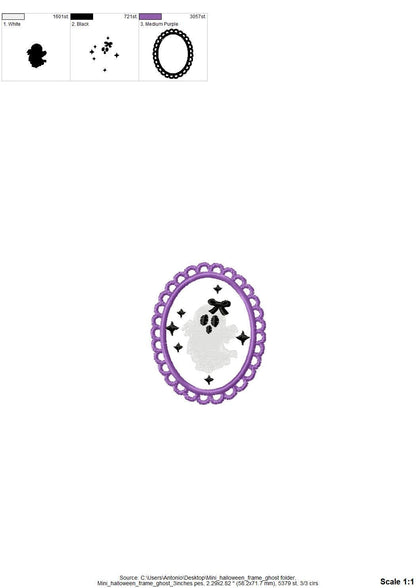 Halloween Little Ghost Baby Girl in Frame machine embroidery designs mini sizes 2 up to 4 inch kids girls scary spooky Cute Ghost design - image 5