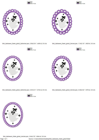 Halloween Little Ghost Baby Girl in Frame machine embroidery designs mini sizes 2 up to 4 inch kids girls scary spooky Cute Ghost design - image 3