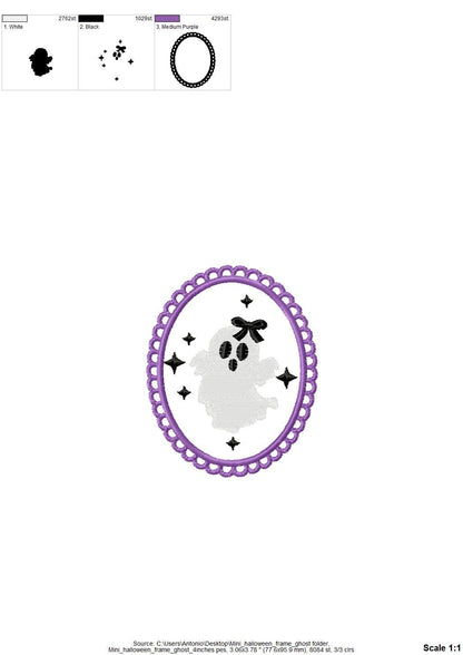 Halloween Little Ghost Baby Girl in Frame machine embroidery designs mini sizes 2 up to 4 inch kids girls scary spooky Cute Ghost design - image 6