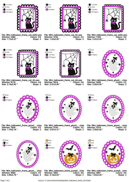 Halloween Dancing Skeleton Kitty Cat Little Ghost and Pumpkin Set of 4 machine embroidery designs mini sizes 2 up to 4 in kids scary spooky - image 8