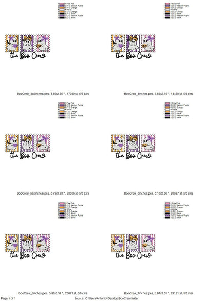 The Boo Crew Cute Little Ghost Trio Halloween Ghost machine embroidery designs sizes 4 up to 7 inch kids girls baby scary spooky design - image 5