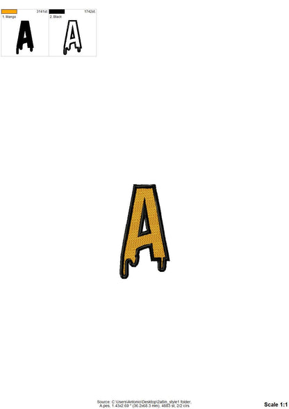 Halloween Spooky Melted FONT 2 styles Block type fill stitch and outline best Melting Dripping alphabet monogram machine embroidery designs - image 6