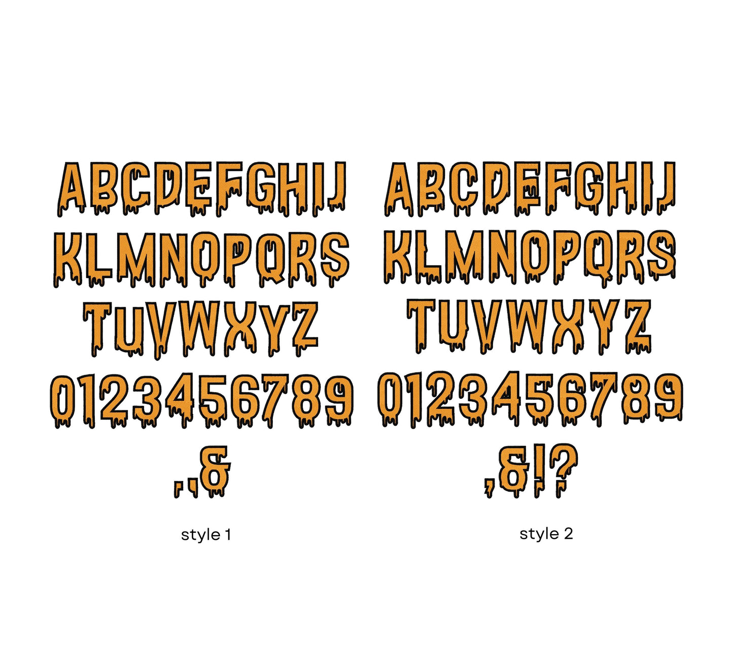 Halloween Spooky Melted FONT 2 styles Block type fill stitch and outline best Melting Dripping alphabet monogram machine embroidery designs - image 5