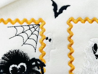 Halloween Fringed Kitty Cat Fluffy Spider and Ghost in Frame Big Set of 5 machine embroidery designs assorted sizes kids baby scary spooky - image 6