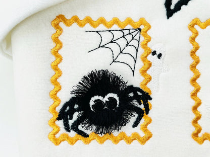 Halloween Fringed Kitty Cat Fluffy Spider and Ghost in Frame Big Set of 5 machine embroidery designs assorted sizes kids baby scary spooky - image 3