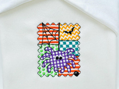 Halloween Spider patchwork patterned Spider Web Bats cute Spider kids machine embroidery designs sizes 4 up to 7 inch scary spooky design - image 1