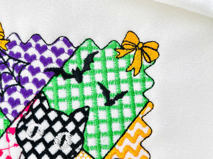 Halloween Kitten Cat Girl patchwork patterned cute Kitty kids baby girls machine embroidery designs sizes 4 up to 7 inch scary spooky design - image 7
