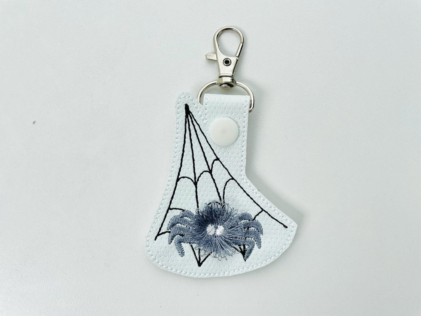 Mini Spider fringed fluffy little Spider Eyelet and Key Fob Snap Tab in the hoop Halloween machine embroidery designs ITH keychain hoop 4x4