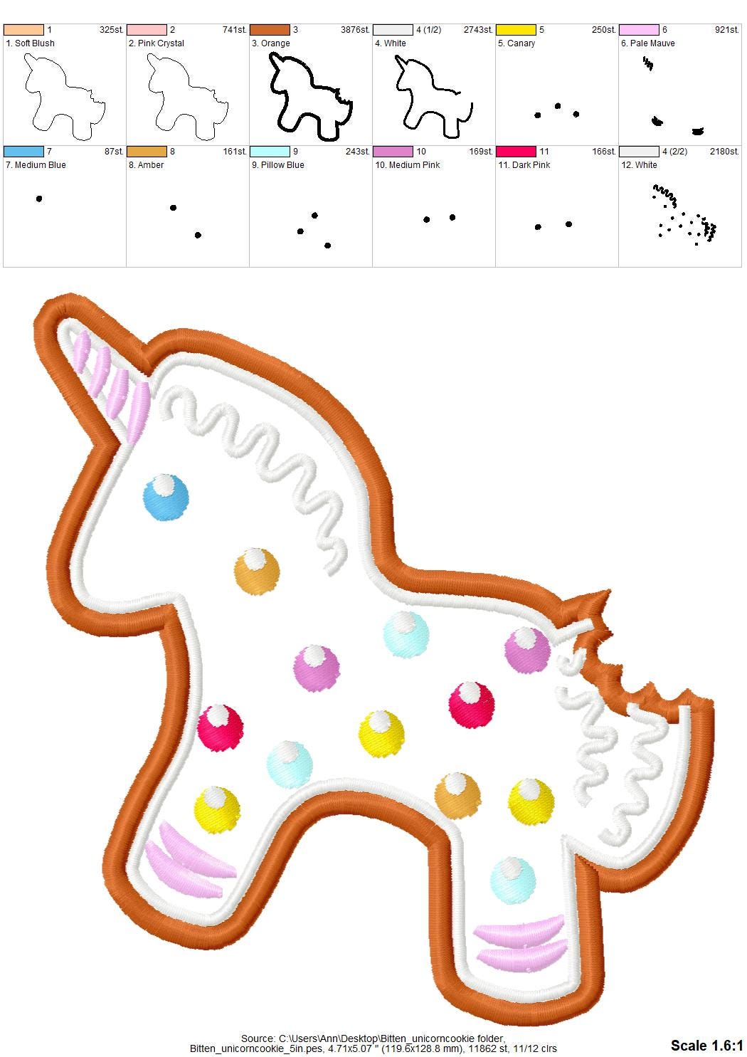 Bitten Gingerbread Man Unicorn Cookie - image 5