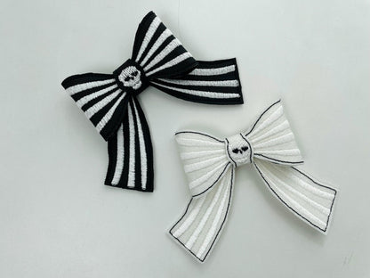 Halloween spooky Skull Bow 3D dimensional machine embroidery designs felt feltie design simply in the hoop ITH project kids hairpin brooch - image 2
