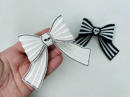 Halloween spooky Skull Bow 3D dimensional machine embroidery designs felt feltie design simply in the hoop ITH project kids hairpin brooch - image 8