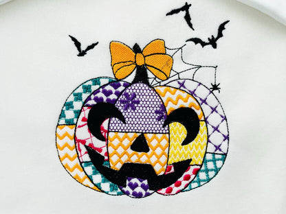 Patchwork Pumpkin Halloween Jack-o-Lantern awesome patterned Pumpkin outline machine embroidery designs sizes 4 up to 7 inch light stitch - image 5