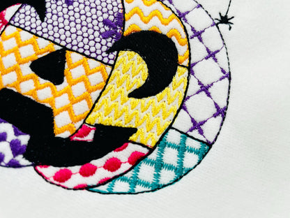 Patchwork Pumpkin Halloween Jack-o-Lantern awesome patterned Pumpkin outline machine embroidery designs sizes 4 up to 7 inch light stitch - image 4