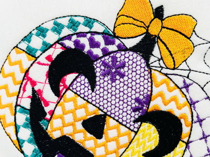 Patchwork Pumpkin Halloween Jack-o-Lantern awesome patterned Pumpkin outline machine embroidery designs sizes 4 up to 7 inch light stitch - image 3