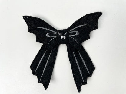 Halloween spooky Bat Bow 3D dimensional machine embroidery designs felt feltie design simply in the hoop ITH project kids hairpin brooch - image 2