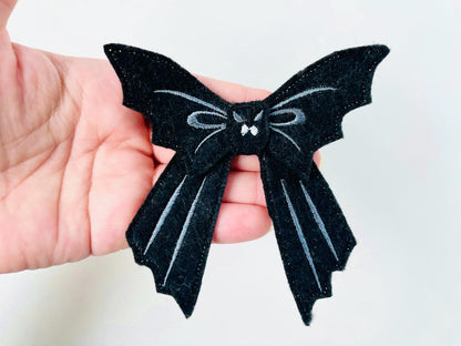 Halloween spooky Bat Bow 3D dimensional machine embroidery designs felt feltie design simply in the hoop ITH project kids hairpin brooch - image 3