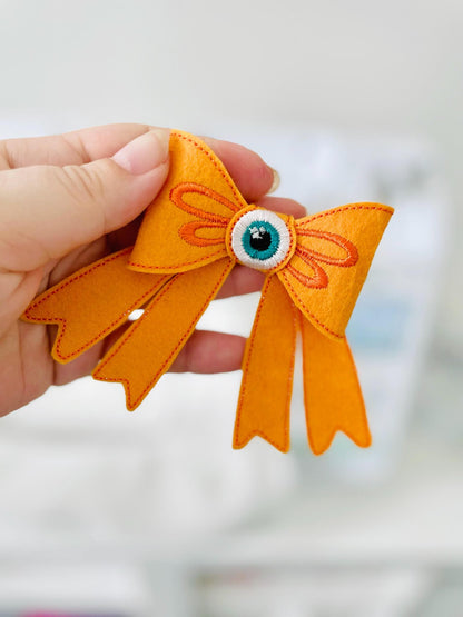 Halloween spooky Monster Eye Bow 3D dimensional machine embroidery designs felt feltie design simply in the hoop ITH project kids hairpin - image 4