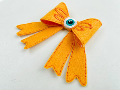 Halloween spooky Monster Eye Bow 3D dimensional machine embroidery designs felt feltie design simply in the hoop ITH project kids hairpin - image 2