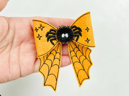 Halloween spooky Spider Bow 3D dimensional fur fluffy fringed machine embroidery designs kids felt feltie design in the hoop ITH project - image 7