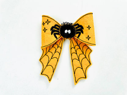 Halloween spooky Spider Bow 3D dimensional fur fluffy fringed machine embroidery designs kids felt feltie design in the hoop ITH project - image 3
