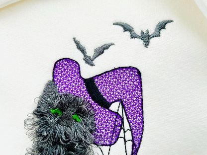 Halloween spooky Cat kitten kitty Witch Hat Fringed Fluffy Cat Fringe machine embroidery designs fuzzy fur kids design sizes 4 up to 6 inch - image 5