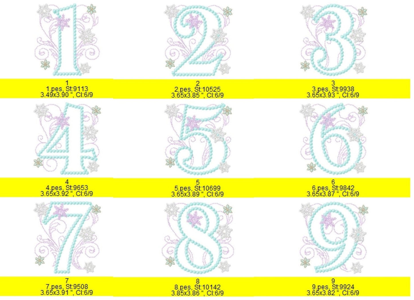 Frozen Swirl Birthday Number 2 Two – Sizes 4" 5" 7" Digital Embroidery File | Artapli