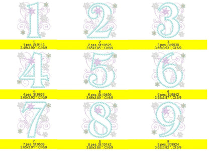 Frozen Swirls Birthday Number Six – Sizes 4" 5" Digital Embroidery File | Artapli