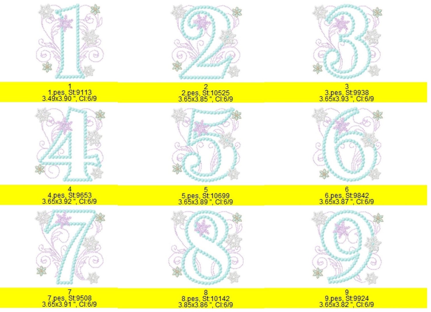 Frozen Swirls Birthday Number Three – Sizes 4" 5" Digital Embroidery File | Artapli