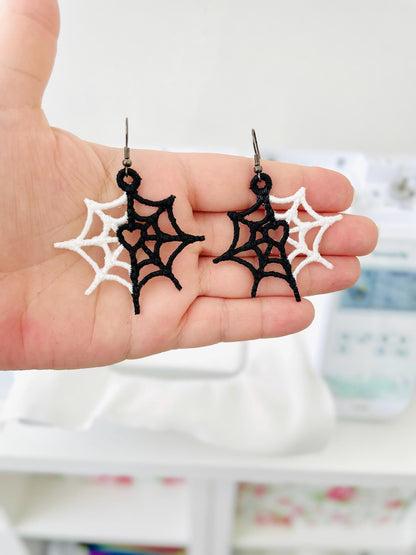 Spiderweb charm earrings FSL freestanding lace machine embroidery designs kids girls Halloween cobweb earrings size 2 in simply in the hoop - image 3