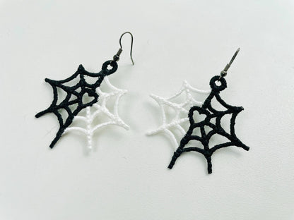 Spiderweb charm earrings FSL freestanding lace machine embroidery designs kids girls Halloween cobweb earrings size 2 in simply in the hoop - image 2