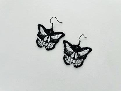 Halloween Spooky Skull Butterfly earrings FSL freestanding lace machine embroidery designs girls charm simply in the hoop size 1.2 inch - image 6