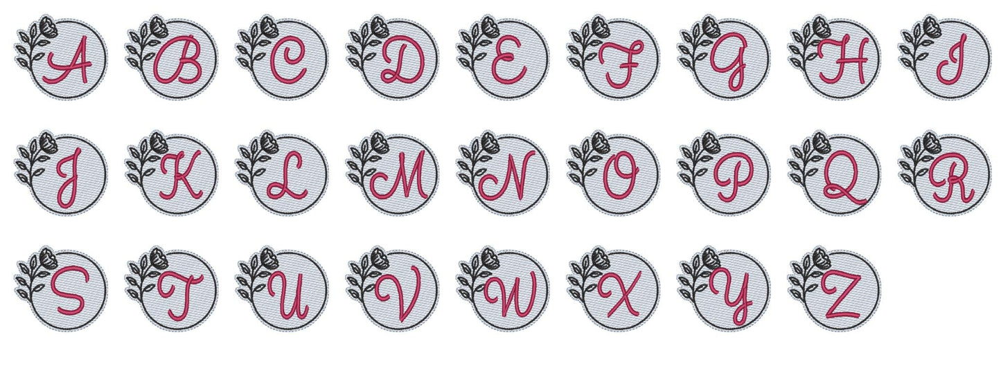 Embossed floral round monograms A-Z – Instant Download | Artapli
