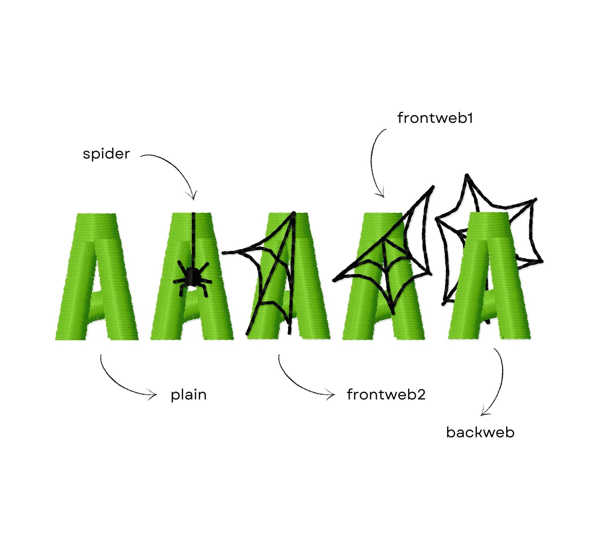 Halloween Spider Web Font SET of 5 Block Type Fonts machine embroidery designs spiderweb cobweb alphabet mini sizes spooky scary kids Boo - image 3