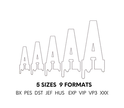 Halloween Melted Varsity block Font glitter HTV vinyl applique Melting Alphabet Monogram machine embroidery designs sizes 2.8 up to 6 inch - image 8