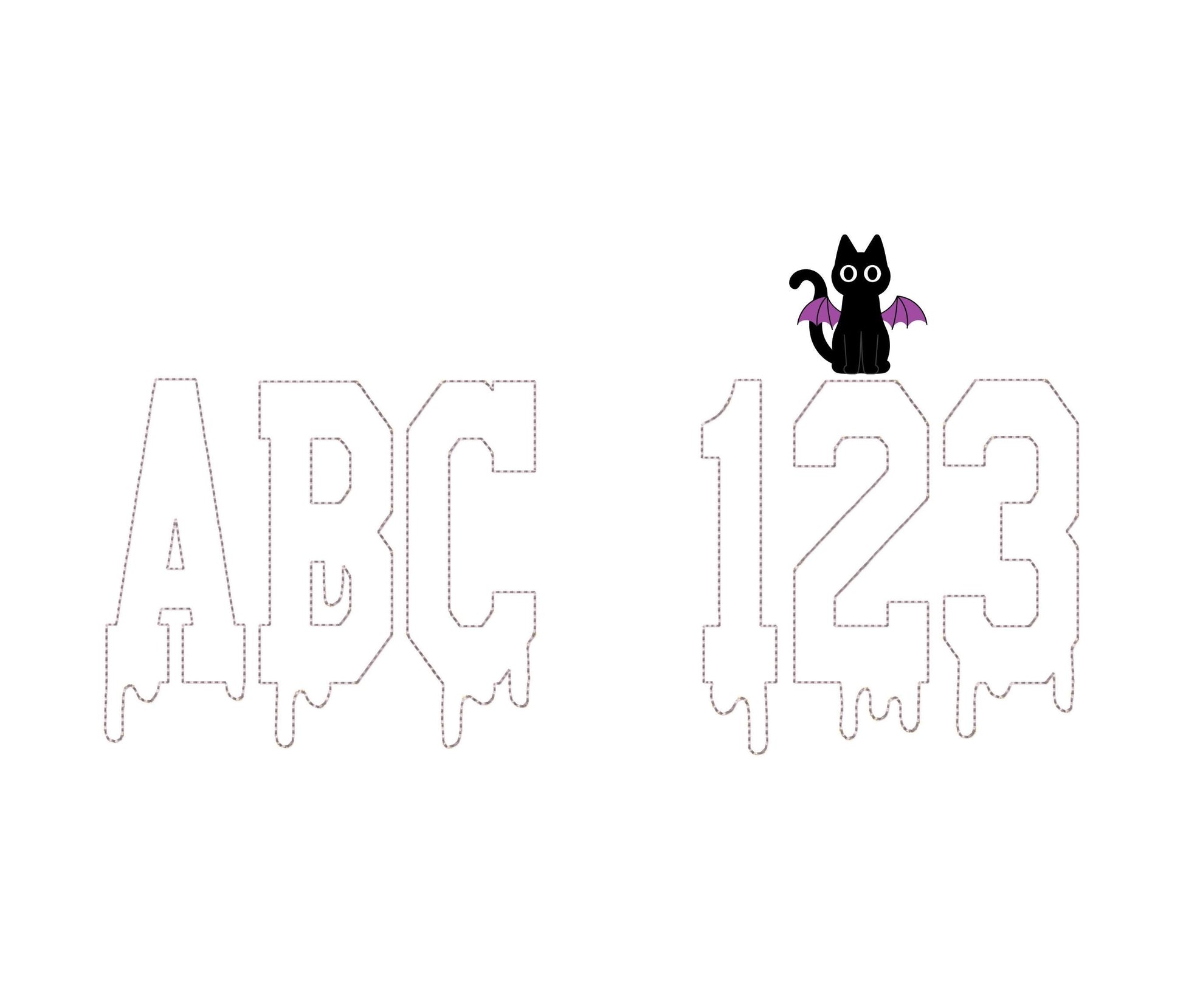 Halloween Melted Varsity block Font glitter HTV vinyl applique Melting Alphabet Monogram machine embroidery designs sizes 2.8 up to 6 inch - image 9