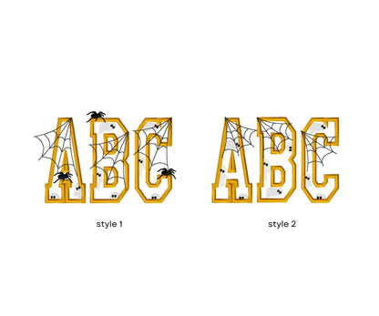 Halloween Spiderweb Ghost FONT Applique Set of 2 Varsity Collegiate Block Alphabet Monogram machine embroidery designs sizes 2.4 up to 5.3in - image 9