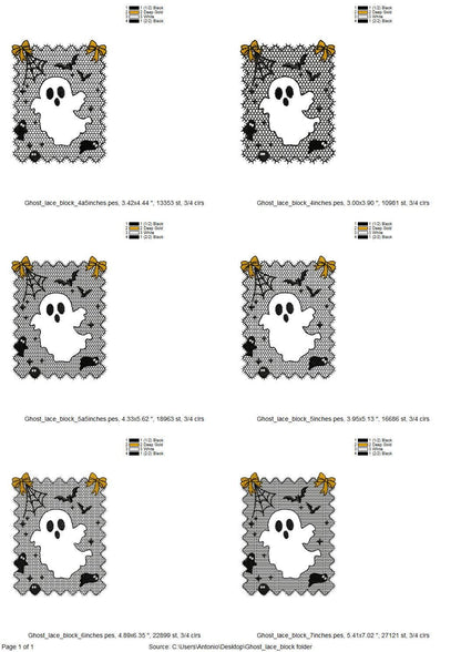 Halloween Ghost Lace effect Bats Spider Web Bow Cute Ghost machine embroidery designs sizes 4 up to 7 inch kids girls scary spooky design - image 9