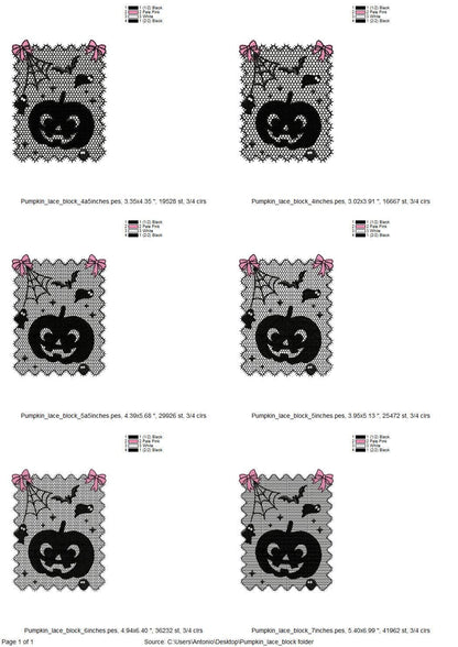 Halloween Pumpkin Lace effect Jack o Lantern Bats Spider Web Bow machine embroidery designs sizes 4 up to 7 inch girls scary spooky design - image 8
