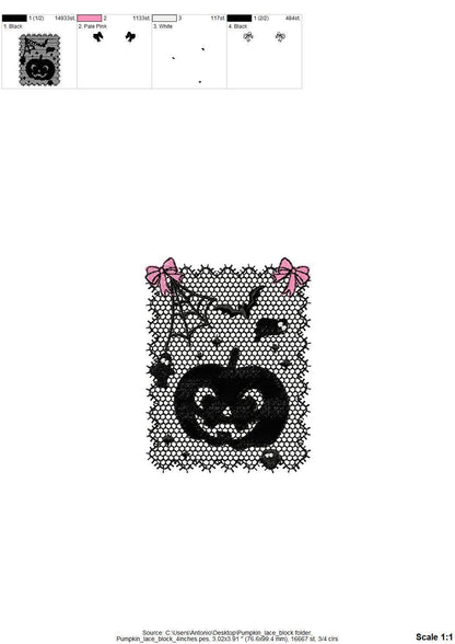 Halloween Pumpkin Lace effect Jack o Lantern Bats Spider Web Bow machine embroidery designs sizes 4 up to 7 inch girls scary spooky design - image 9