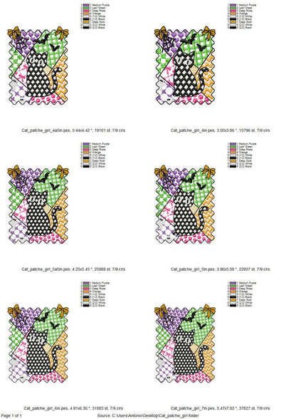 Halloween Kitten Cat Girl patchwork patterned cute Kitty kids baby girls machine embroidery designs sizes 4 up to 7 inch scary spooky design - image 2