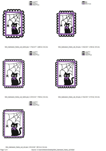 Halloween Kitty Cat with Spider Web in Frame machine embroidery designs mini sizes 2 up to 4 inch kids baby girls scary spooky Kitten design - image 4
