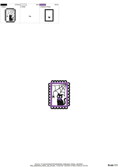 Halloween Kitty Cat with Spider Web in Frame machine embroidery designs mini sizes 2 up to 4 inch kids baby girls scary spooky Kitten design - image 5