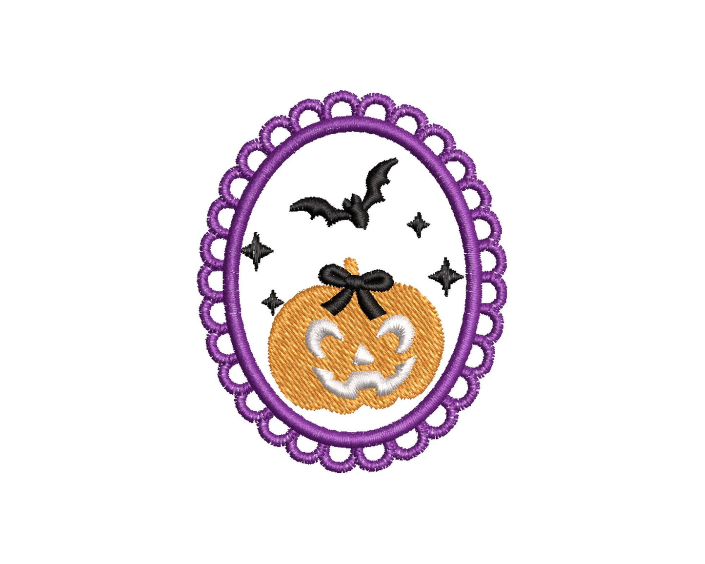 Halloween Pumpkin in Frame Jack o Lantern and Bats machine embroidery designs mini sizes 2 up to 4 inch kids baby girls scary spooky design - image 1