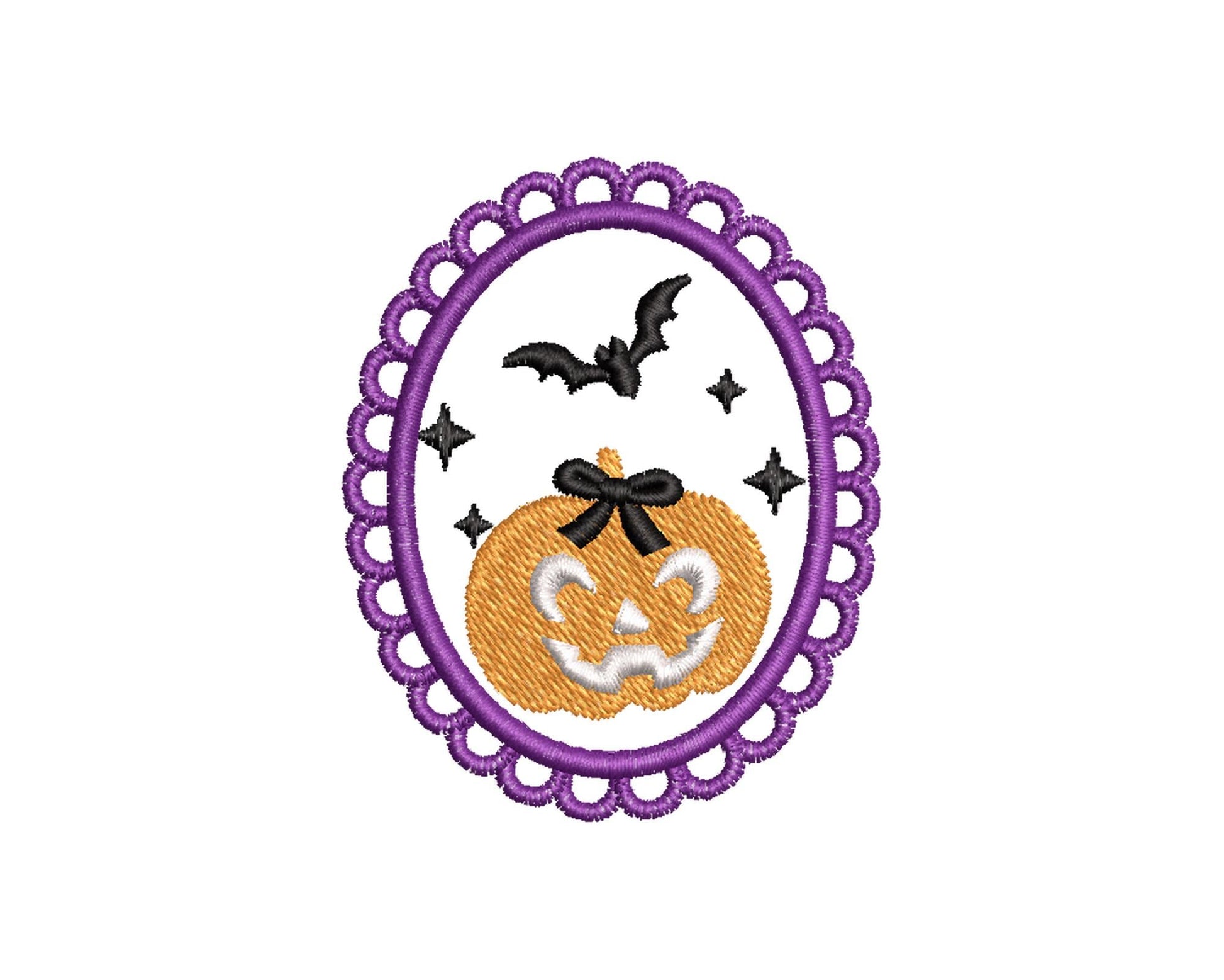 Halloween Pumpkin in Frame Jack o Lantern and Bats machine embroidery designs mini sizes 2 up to 4 inch kids baby girls scary spooky design - image 1