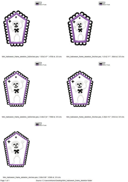 Halloween Dancing Skeleton in Frame machine embroidery designs mini sizes 2 up to 4 inch kids baby boys scary spooky Skeleton design - image 4