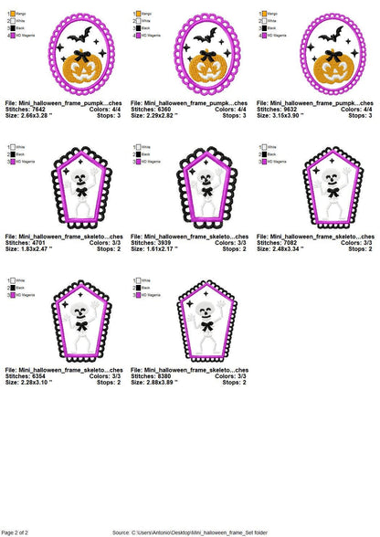 Halloween Dancing Skeleton Kitty Cat Little Ghost and Pumpkin Set of 4 machine embroidery designs mini sizes 2 up to 4 in kids scary spooky - image 9