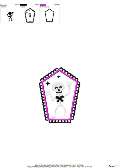 Halloween Dancing Skeleton Kitty Cat Little Ghost and Pumpkin Set of 4 machine embroidery designs mini sizes 2 up to 4 in kids scary spooky - image 10